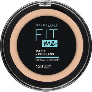 Maybelline New York Fit Me Matte & Poreless Powder, 120 Classic Ivory, 12 gm